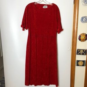 Vintage Melissa Lane Women's Dress Short Sleeve with Ties Red Maxi Dress Size 10